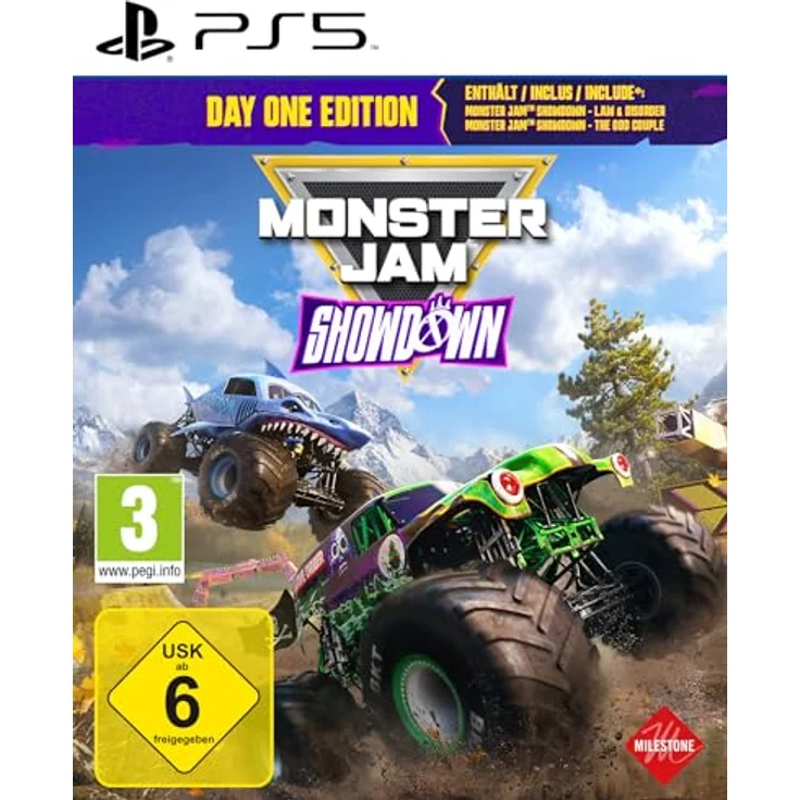 MILESTONE Monster Jam Showdown Day One Edition (PlayStation 5), 1500 Pferdestärken, 140 einzigartige Truck-Versionen, inkl. "Law & Disorder Pack" DLC & "The Odd Couple Pack" DLC – Bild 1