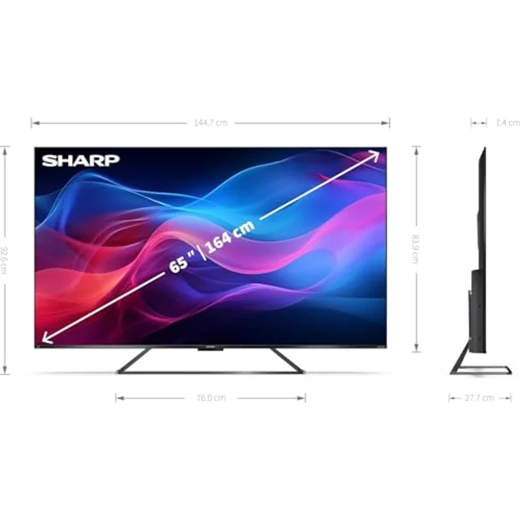 SHARP 65GR8265E 65 Zoll 4K Ultra HD QLED Google TV (Frameless Design, Dolby Atmos, Dolby Vision IQ, HDMI 2.1) - Schwarz – Bild 4