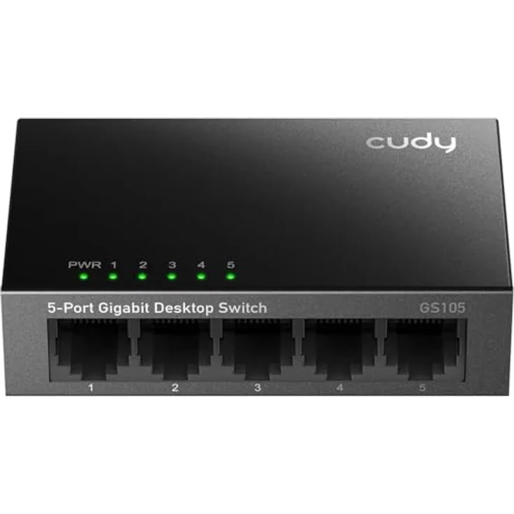 Cudy GS105 Ethernet Switch Gigabit 5 Ports 10/100/1000Mbps Ethernet Hub Plug & Play, Metallgehäuse
