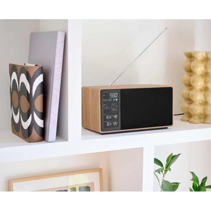 Thomson Bluetooth Wetterstation Lautsprecher 50W, UKW-Radio, Holz Schwarz – Bild 3
