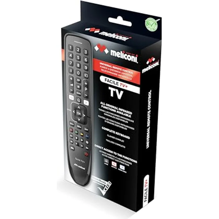 Meliconi Universal-Fernbedienung GUMBODY FACILE TV+ | Korpus aus Gummi, kompatibel mit Fast Allen im Umlauf befindlichen Fernsehgeräten, plastikfreie Verkaufsverpackungen – Bild 5