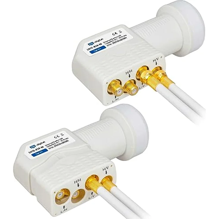 HB-DIGITAL Quattro LNB LNC für Multischalter, Full HD TV 3D 4K, Weiß, vergoldete Kontakte, wetterfest, längerer Hals – Bild 4
