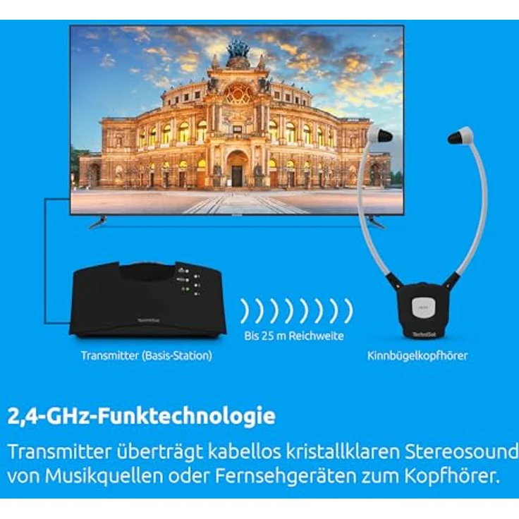 TechniSat STEREOMAN ISI 3 - kabelloser Stereo-Funkkopfhörer für Fernseher und Musikanlagen mit Dockingstation, schwarz – Bild 3