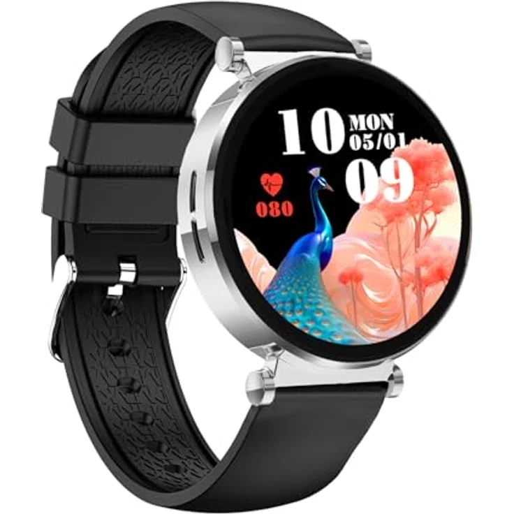 Knauermann NEO 2 (2025), Gesundheitsuhr Smartwatch in Silber mit EKG, HRV, Schlafapnoe-Überwachung, Blutdruckmessung und schwarzem Silikonband – Bild 3