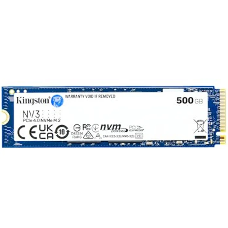 Kingston NV3 NVMe PCIe 4.0 Interne SSD 500GB M.2 2280-SNV3S/500G, Gen 4x4 NVMe PCIe-Leistung, Schwarz – Bild 1