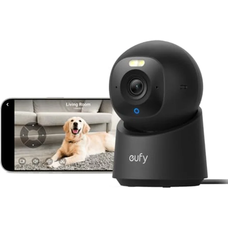 eufy Innenkamera E30, 4K 8MP UHD Sicherheitskamera mit 360° Abdeckung, 6× optischem Zoom, Farbnachtsicht, KI-Erkennung, Auto-Tracking, HomeKit, Schwarz – Bild 1