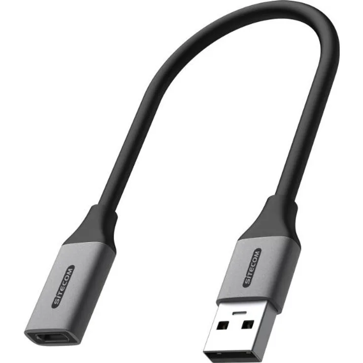 Sitecom AD-1013 USB-Kabel, 0,15 m USB A zu USB C, Schwarz, Grau, 5 Gbit/s Datentransfer