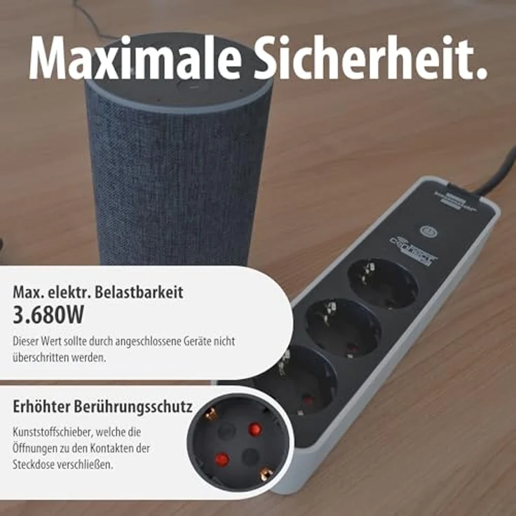 Brennenstuhl Connect Ecolor WLAN Steckdosenleiste 3-fach, Intelligente Mehrfachsteckdose mit 2.4 GHz WiFi, Sprachsteuerung, kostenloser App und 1,5m Kabel, weiß/schwarz – Bild 4