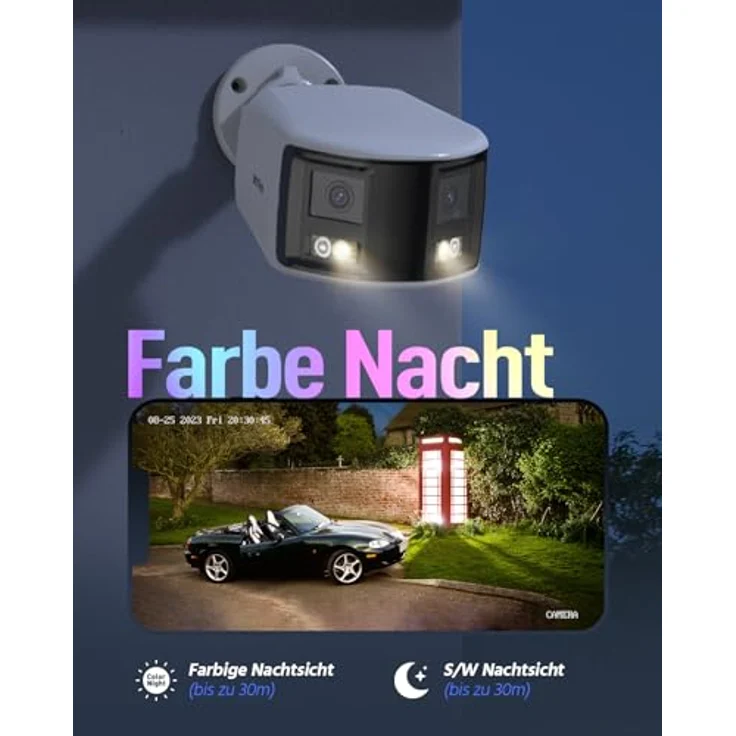ANNKE 4K 8MP Dual-Objektiv PoE Außenüberwachungskamera mit 180° Panoramaansicht, Zwei-Wege Audio, KI Personen-/Fahrzeugerkennung, Farb-Nachtsicht, IP67 Wetterfest, Schwarz – Bild 3