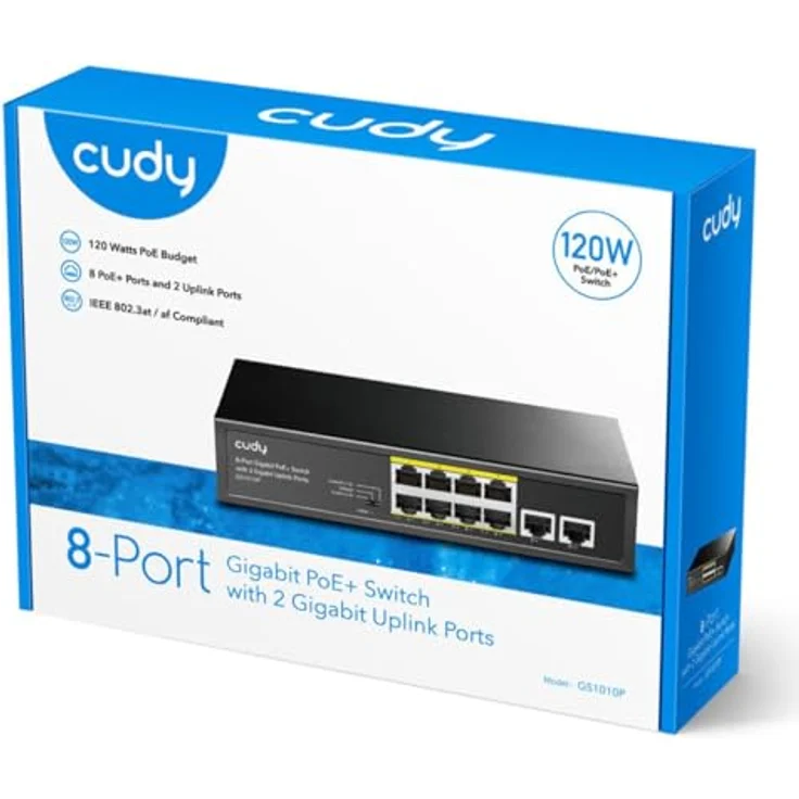 Cudy GS1010P, unmanaged PoE+ Netzwerk Switch mit 10 Ports und 120 W PoE-Budget, Schwarz – Bild 4