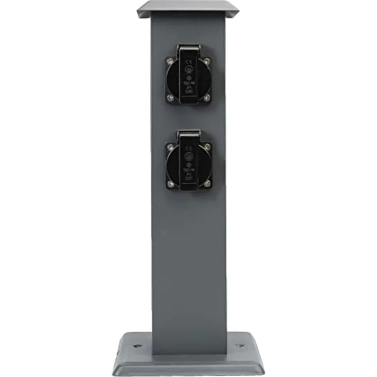 Grafner Steckdose Steckdosensäule anthrazit mit 4 Außensteckdosen Edelstahl Gartensteckdose Energiesäule – Bild 3