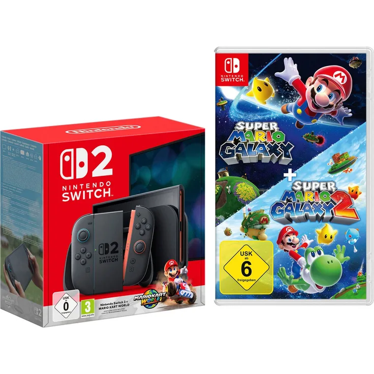 Nintendo Switch 2, Switch 2 + Mario Kart World inkl. Super Mario Galaxy 1+2, 256 GB, 4K Gaming, 120 Hz, Joy-Con 2 mit GameChat