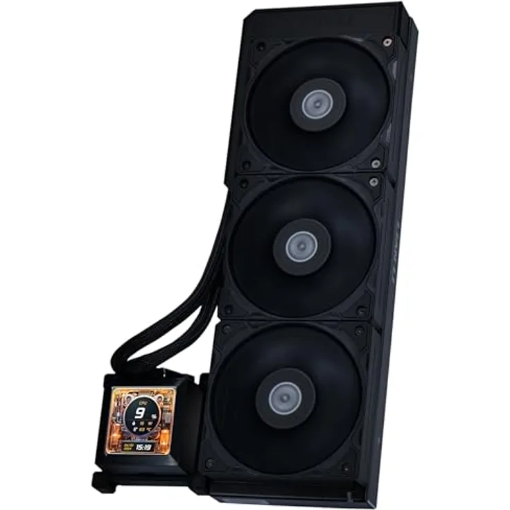 Lian Li HydroShift LCD 360S, 360mm AIO Wasserkühlung mit 3x 120 mm PWM Lüftern und 2,88" LCD Display, kompatibel mit Intel LGA 1700 und AMD AM4/AM5, schwarz