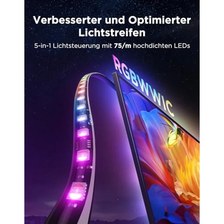 Govee TV Hintergrundbeleuchtung 3 Pro, HDR-Dreifachkamera mit 75 LEDs/m, 3,6M RGBWWIC LED Streifen, Sprach- & APP-Steuerung, DreamView Sync für 55–65 Zoll TVs – Bild 4