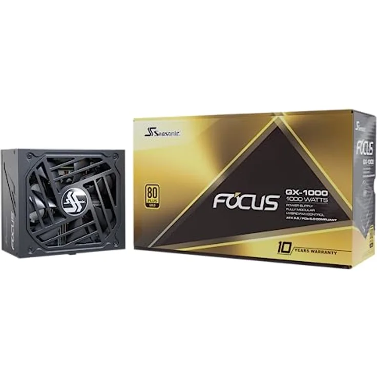 Seasonic Focus GX-1000 ATX 3.0, Netzteil, ATX12V 3.0, 80 Plus Gold, 1000 Watt, modular, PCIe 5.0, 12VHPWR-Anschluss, Schwarz