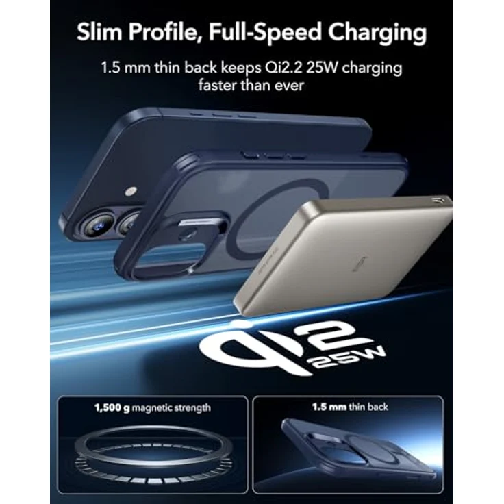 ESR Classic Hybrid HaloLock Case für Apple iPhone 17, MagSafe-kompatibel, frosted Blau (Transparent), Militärschutz mit Kamerasteuerung 1A86100401 – Bild 5