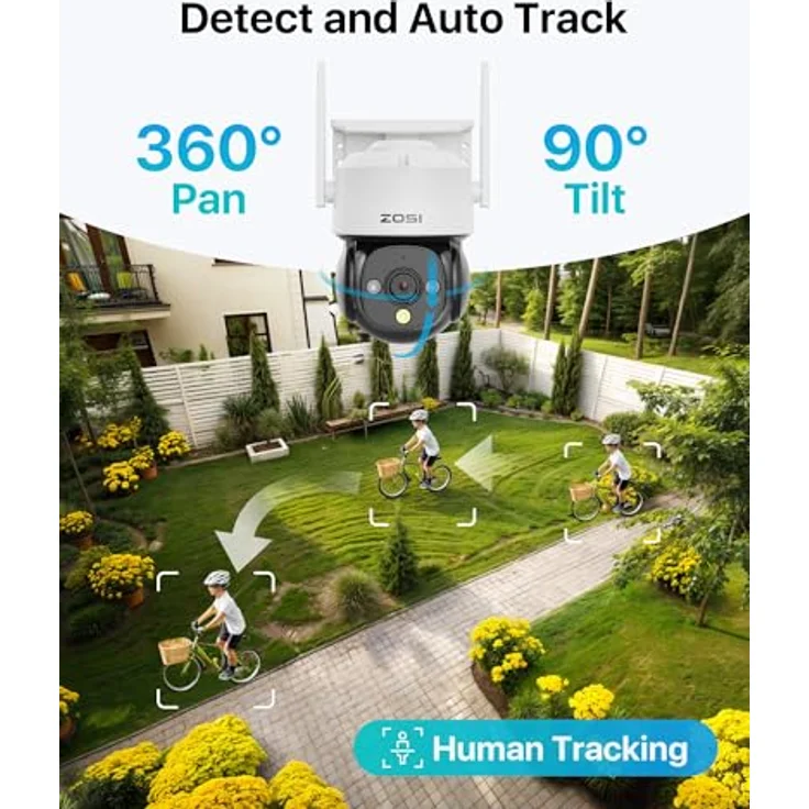ZOSI C290, 1080p WLAN Domekamera für Außen mit 360° Pan/Tilt, AI Personen- und Fahrzeugerkennung, 2MP HD, Zwei-Wege-Audio, Plug-in Strom – Bild 3