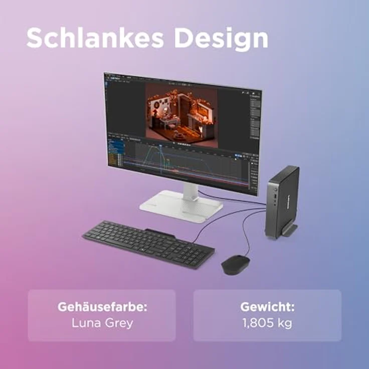 Lenovo IdeaCentre Mini 01Q8X10, kompakter Desktop-PC mit 1 TB SSD, 32 GB RAM, Snapdragon X und Windows 11, Grau – Bild 8