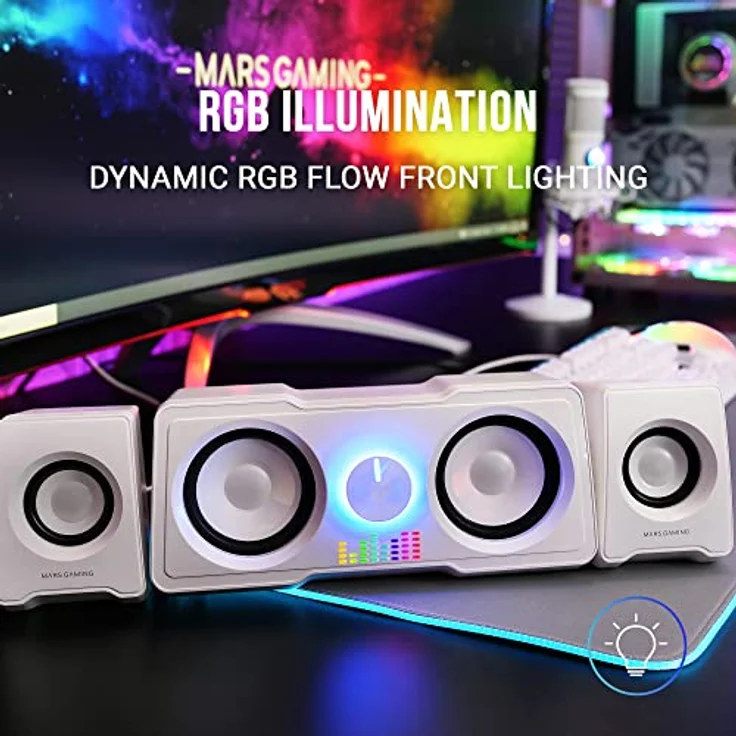 Mars Gaming MSCUBEW, Kompakte RGB Gaming-Lautsprecher mit 35W DSP Sound – Bild 2