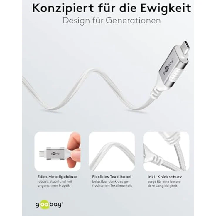 Goobay Ethernet-Kabel USB-C 3.1 auf RJ45 Slim, 7.5 m, CAT 6, 1 Gbit/s, weiß – Bild 4