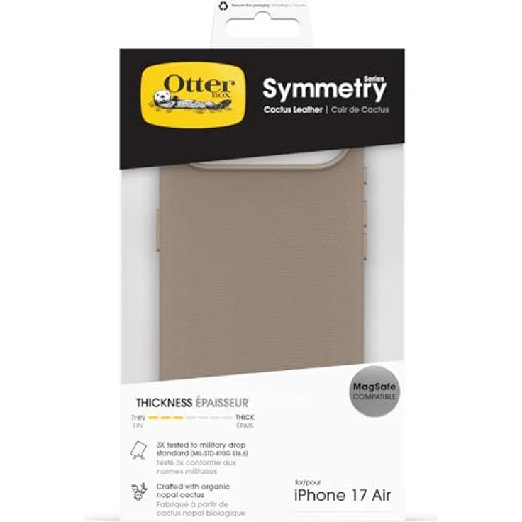 OtterBox Symmetry Series Cactus Leather MagSafe Hülle für iPhone Air, stoßfest, sturzsicher, dünne Schutzhülle, Grau, 3X Militärstandard getestet – Bild 5