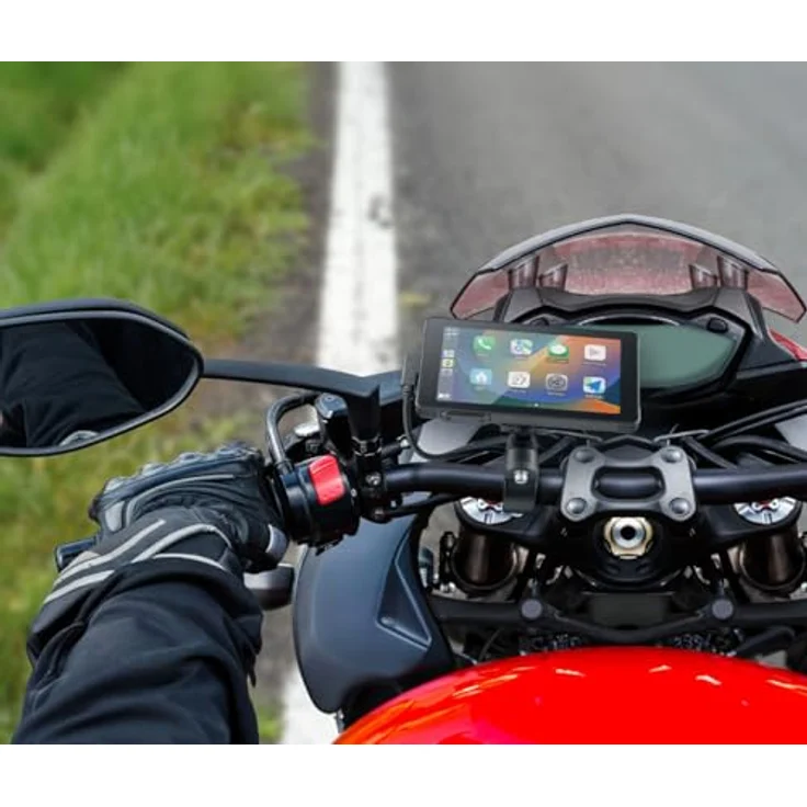 Interphone Ridesync, Kabelloses Motorrad-Display mit 5,5 Zoll Touchscreen, IP66 wasserdicht, Quiklox-Befestigung, schwarz – Bild 4