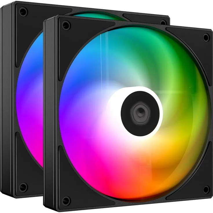 ID-Cooling AS-140-ARGB-K, 140mm Gehäuselüfter mit RGB LED, 25 dBA, 2er Pack, Schwarz