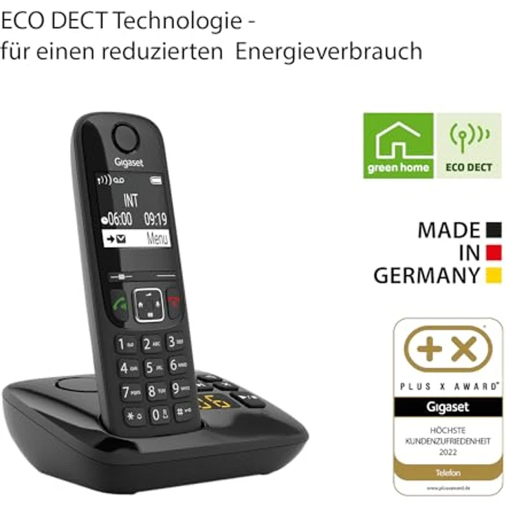Gigaset AS690A - Schnurloses Telefon mit Anrufbeantworter - DECT-Telefon mit Freisprechfunktion, großes Display und großen Tasten - Festnetztelefon, schwarz - Preisvergleich – Bild 5
