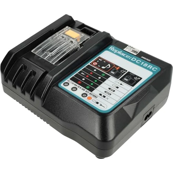 vhbw Ladegerät kompatibel mit Makita DA350DRF, für Li-Ion-Werkzeugakkus 14,4V / 18V, schwarz, 1x Akkusteckplatz, Input AC 110-240V – Bild 2