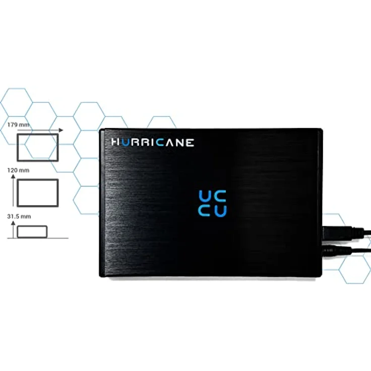 HURRICANE GD35612 Externe Festplatte 12TB, 3.5" USB 3.0 Aluminium HDD - Schnelle Datenübertragung, robustes Design, kompatibel mit Windows, Mac OS, Linux – Bild 2
