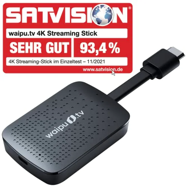 waipu.tv 4K Stick | Inkl. Fernbedienung mit Schnellwahltasten (mit TV-Steuerungstasten) | Fernsehen über WLAN | HDMI | 4K | HDR – Bild 3