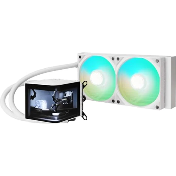 TRYX TRYX Panorama 240 ARGB Weiß 240mm AIO 6,5" AMOLED Curved Display mit 3D-anamorphem Effekt Anpassbarer AIO-Kühler 240mm Asetek 8. Gen 280W TDP ARGB-Lüfter Intel LGA 1851/1700/1200/115X AMD AM5/AM4 Wasserkühlung – Bild 1