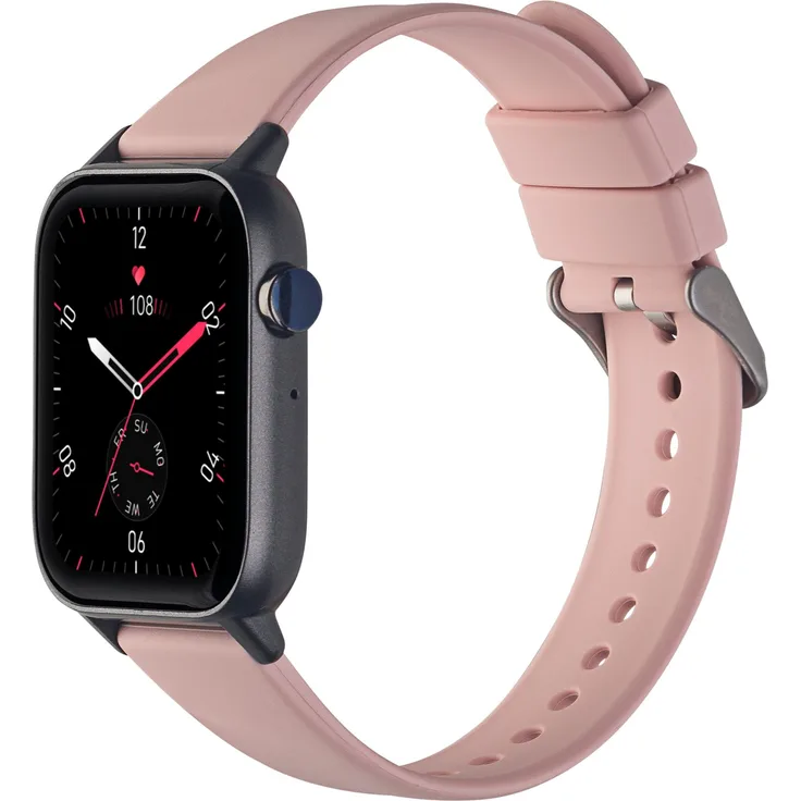 Levowatch DOITX2 Smartwatch (4,3 cm/1,7 Zoll), Fitnesstracker inkl. Wechselarmband, Puls, Anrufe, Blutdruck, Musik, Telefonfunktion, Thermo, Echtzeit-HF, Alu-Umrandung, Markenqualität, Schwarz