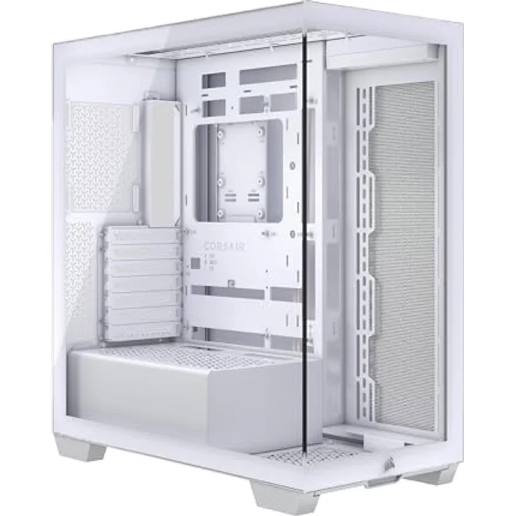 Corsair 3500X Mid-Tower ATX PC-Gehäuse - Gehärtetes Panorama-Glas - Umgekehrte Verbindung Motherboard-Kompatibel - Keine Lüfter Enthalten - Weiß
