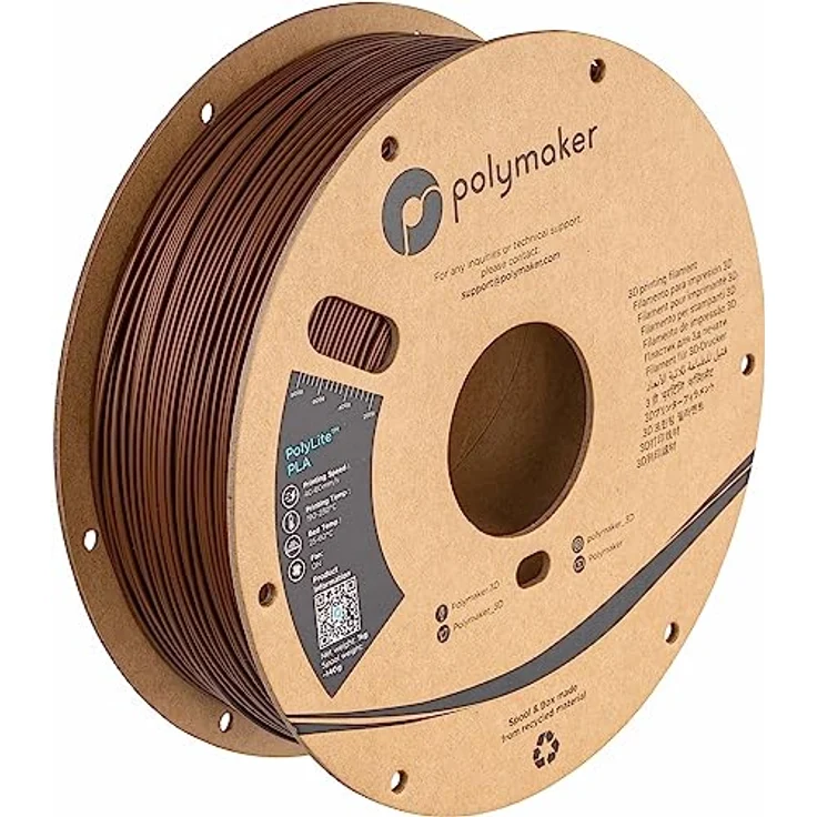Polymaker PolyLite PLA, 1.75mm 3D-Druckmaterial, hohe Steifigkeit, Jam-Free Technologie, 1kg, Braun – Bild 1