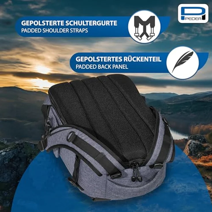 PEDEA DSLR-Kamerarucksack Fashion Fotorucksack für Spiegelreflexkameras mit wasserdichtem Regenschutz und Variabler Inneneinteilung (Rucksack, grau) – Bild 7