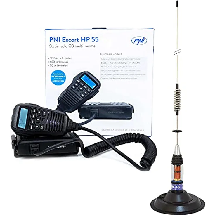 CB-Funkgerät PNI Escort HP 55 ASQ mit CB-Antenne PNI ML70 und 145 mm Magnetfuß inklusive