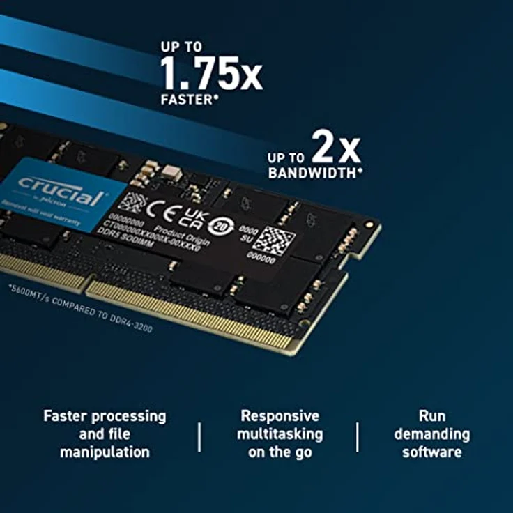 Crucial RAM 32GB DDR5 5600MHz (oder 5200MHz oder 4800MHz) Laptop-Speicher CT32G56C46S5 – Bild 3