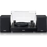 Lenco LS-101 Plattenspieler - Bluetooth Plattenspieler - Externe Lautsprecher mit 2 x 10 Watt RMS - 3 Geschwindigkeiten - Riemenantrieb - Schwarz