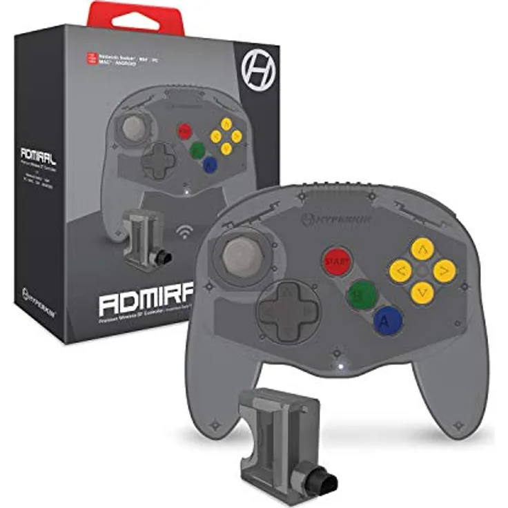 Hyperkin Admiral Premium Wireless Controller für Nintendo 64, ergonomisches Design, doppelter Z-Taste, Space Black