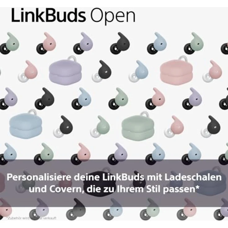 Sony LinkBuds Open, Halterungen in Aschblau, komfortable Air Fitting Supporters zur individuellen Anpassung – Bild 3