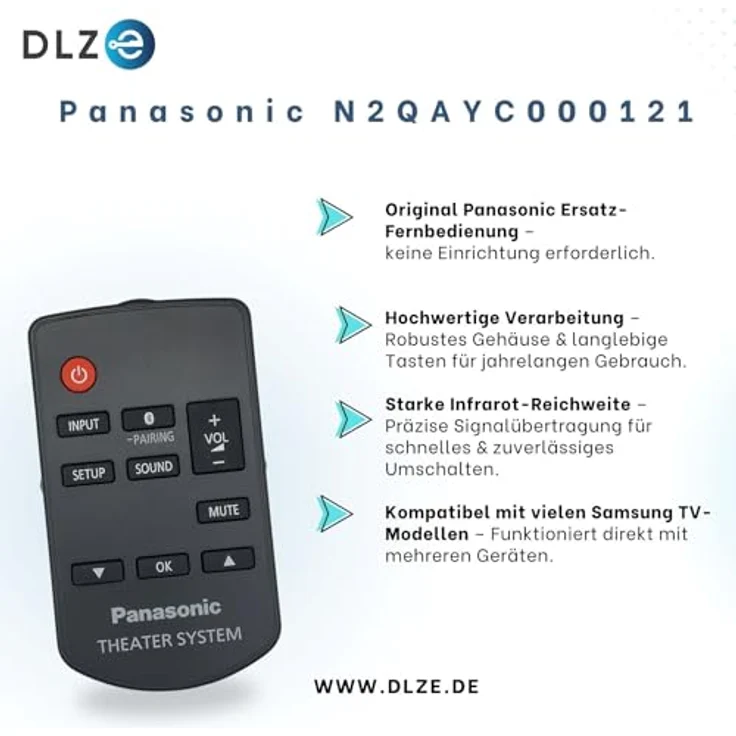 Panasonic Original N2QAYC000121 Fernbedienung für Soundbars und Heimkino-Systeme, kompatibel mit DV8631, DVX8731, DVX9500 und mehr – Bild 2