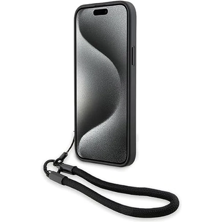 BMW Signature Leather Wordmark Cord Case für iPhone 15/14/13 - Schwarzes, hochwertiges Leder mit elegantem Design und optimalem Schutz – Bild 4
