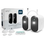 Arlo Essential 2 HD XL Überwachungskamera Aussen WLAN, Bis Zu 2 Jahre Schutz, Kabellos, 1080p Video, Farbnachtsicht, Licht, Bewegungsmelder, Sirene, 2-Wege Audio + Arlo Secure Plan Testzeitraum, Weiß