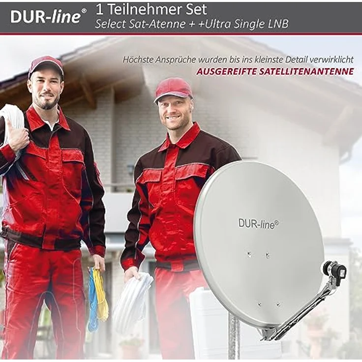 DUR-line Select 60/65 cm Sat Anlage 1 Teilnehmer Komplett Set hellgrau – Bild 10