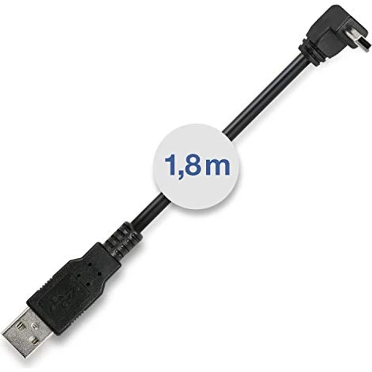 Wicked Chili USB 2.0 Hi-Speed Datenkabel mini USB abgewinkelt 90°, 180 cm, schwarz, für Garmin nüvi Modelle – Bild 2