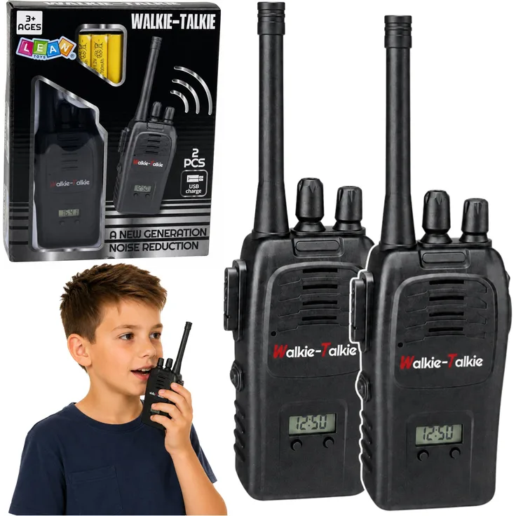Wisam Walkie-Talkie Set, Funkgeräte mit USB-Anschluss und Geräuschunterdrückung, Schwarz, Reichweite 200m