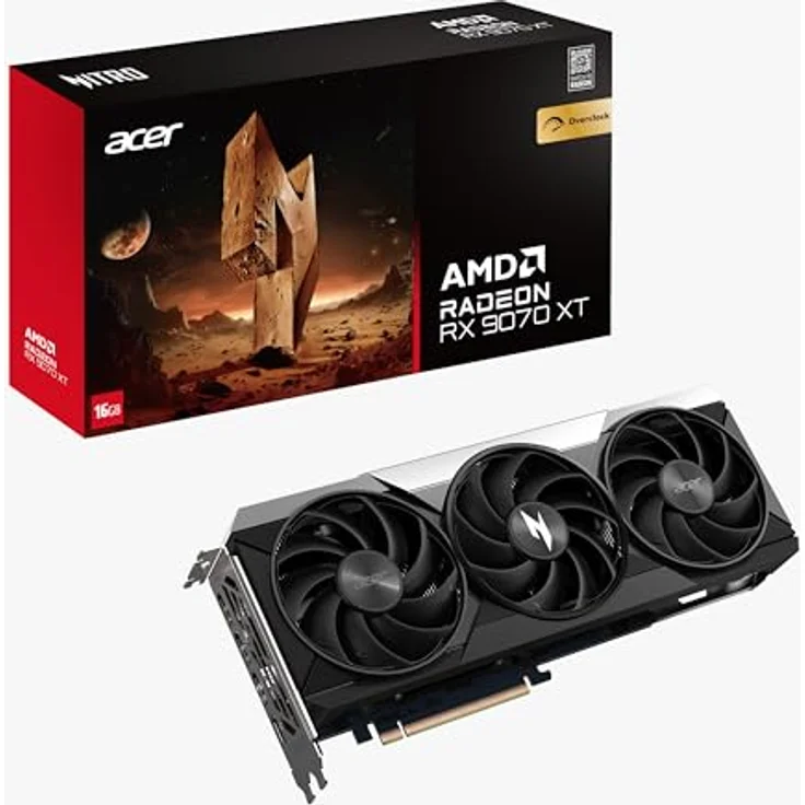 Acer Nitro RX 9070 16G XT OC, Grafikkarte mit 16 GB GDDR6, schwarz, PCIe 5.0, bis zu 7680 x 4320 px, multidisplayfähig – Bild 4