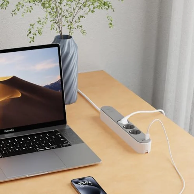 Hombli Steckdosenleiste, smarte Steckdosenleiste (3 x, 1.50 m) mit 1x USB-A, 1x USB-C. – Bild 6