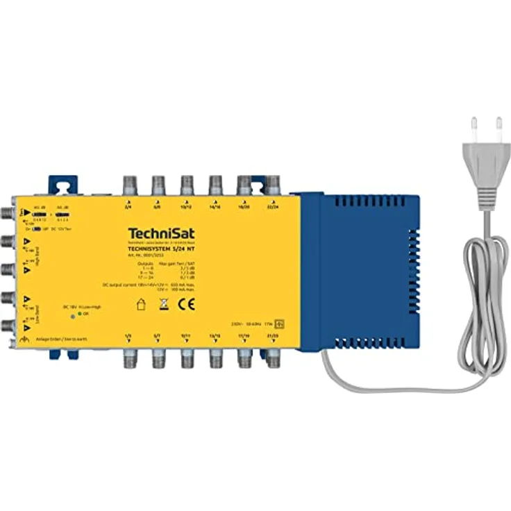 TechniSat TECHNISYSTEM 5/24 NT – Multischalter für 24 Teilnehmer (1 Satellit, ohne Dämpfung im Sat-Bereich, mit Schräglagenentzerrung, 4 Sat-Eingänge, HDTV-/UHD/4K-tauglich)